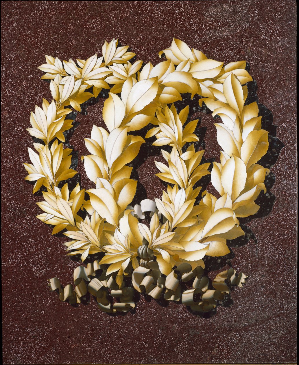 Couronnes de feuilles (marqueterie de marbre incrusté) - Italian School