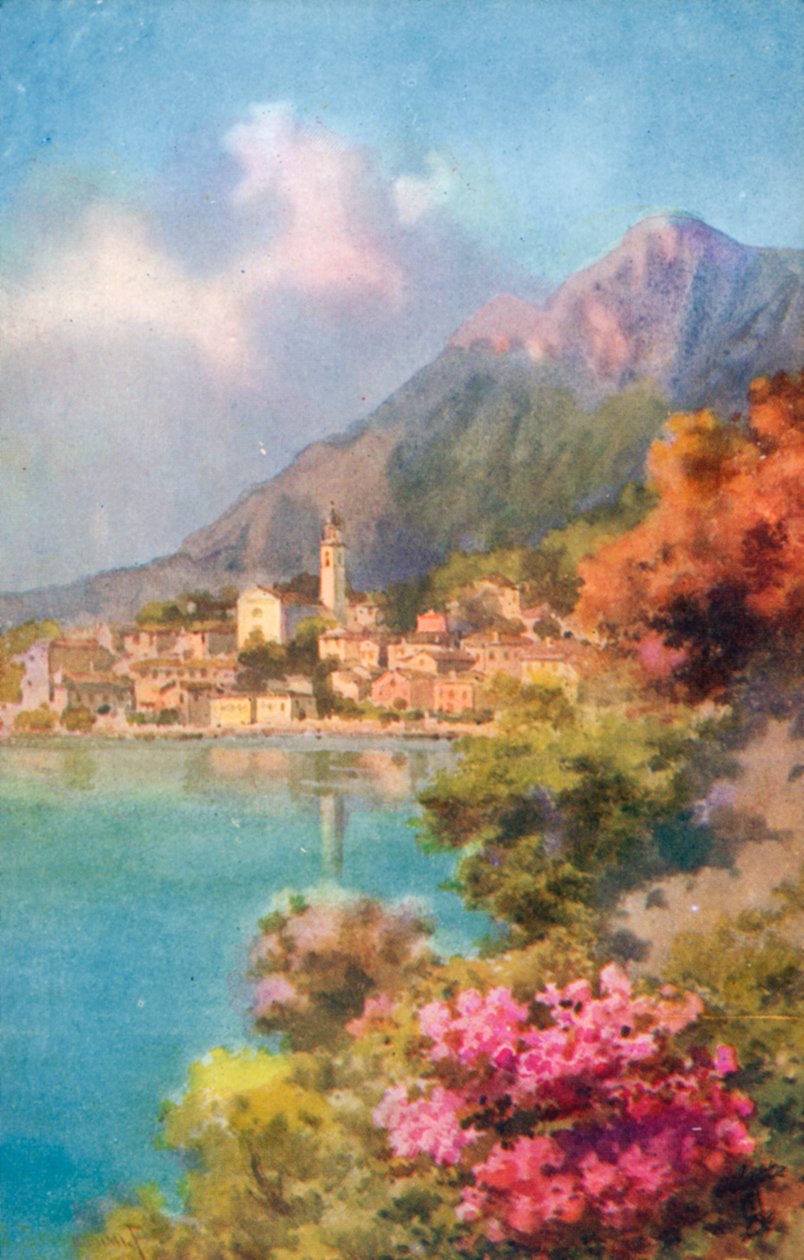 Limone, Lac de Garde, Italie (lithographie couleur) - Italian School