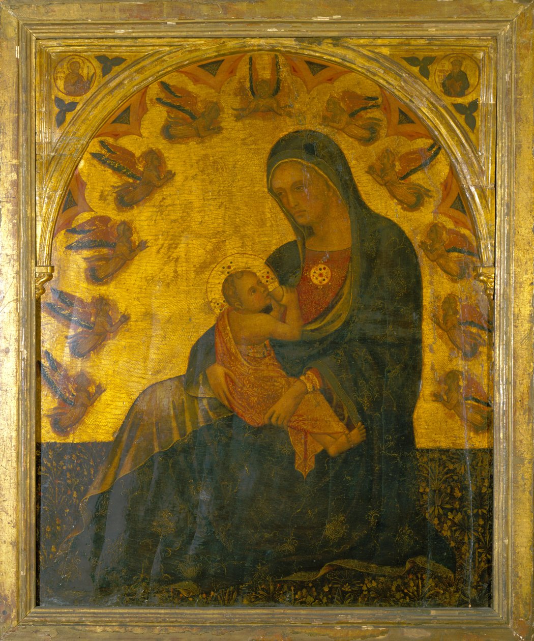 Madone et enfant (huile sur panneau) - Italian School