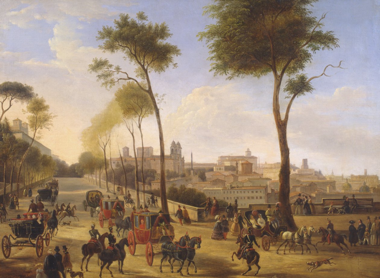 Promenade au Pincio - Italian School