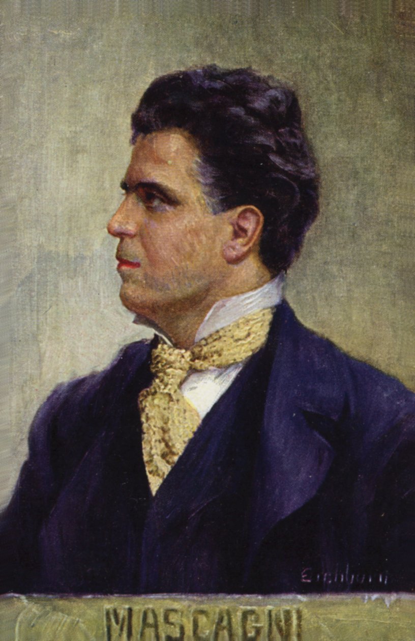 Portrait de Pietro Mascagni (lithographie couleur) - Italian School