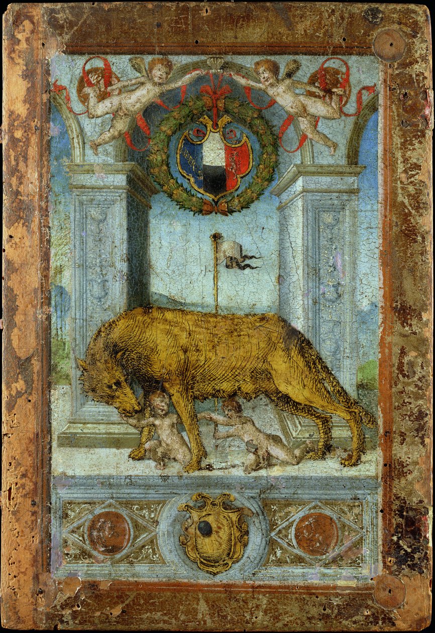 La Louve allaitant Romulus et Rémus - Italian School