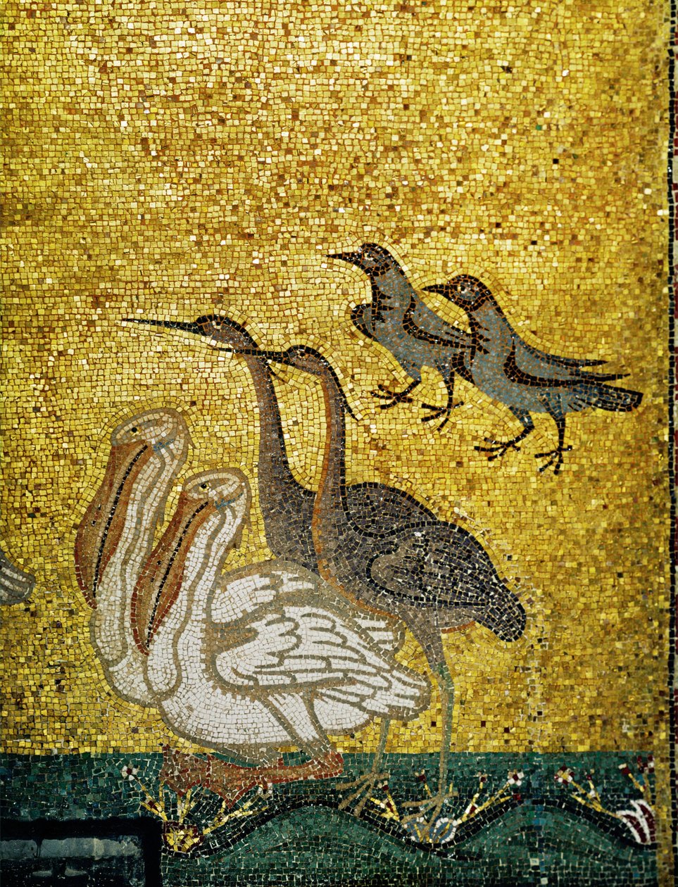 Divers oiseaux ... (mosaïque) - Italian School