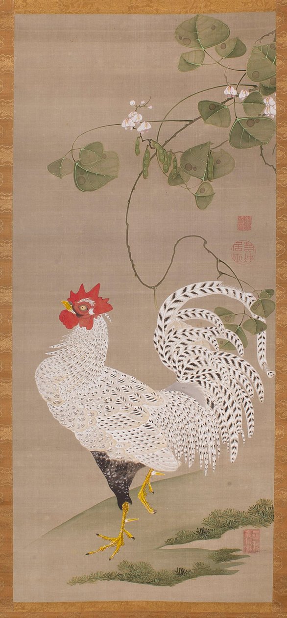 Rouleau suspendu (coq blanc) - Ito Jakuchu