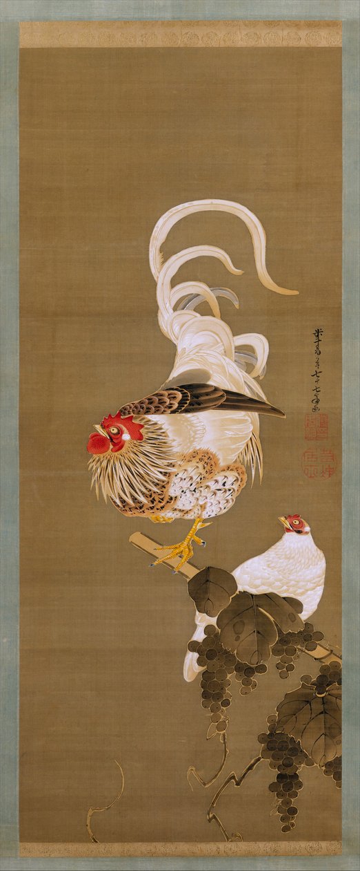 Poule et coq avec vigne - Ito Jakuchu