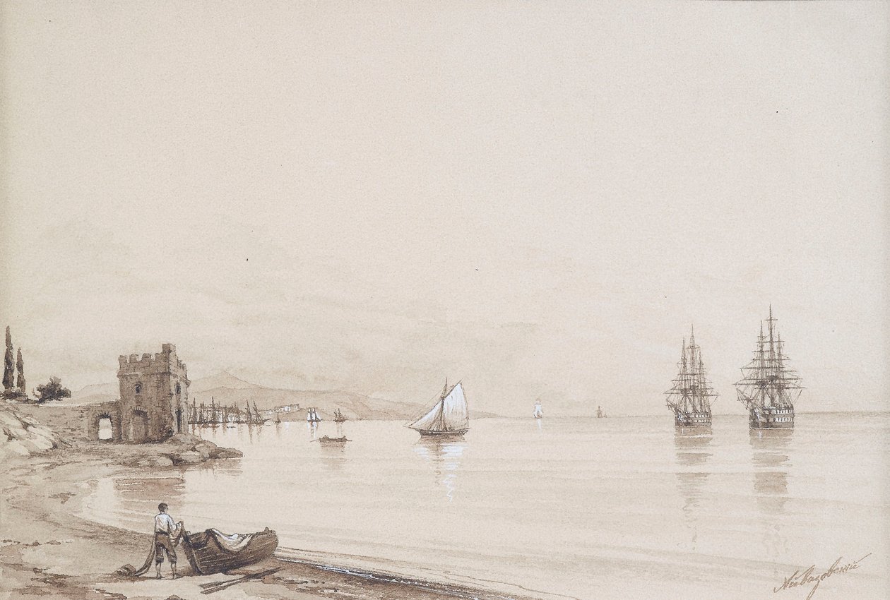 Vue sur une baie avec de nombreux voiliers (Feodosia ?) - Ivan Konstantinovich Aivazovsky