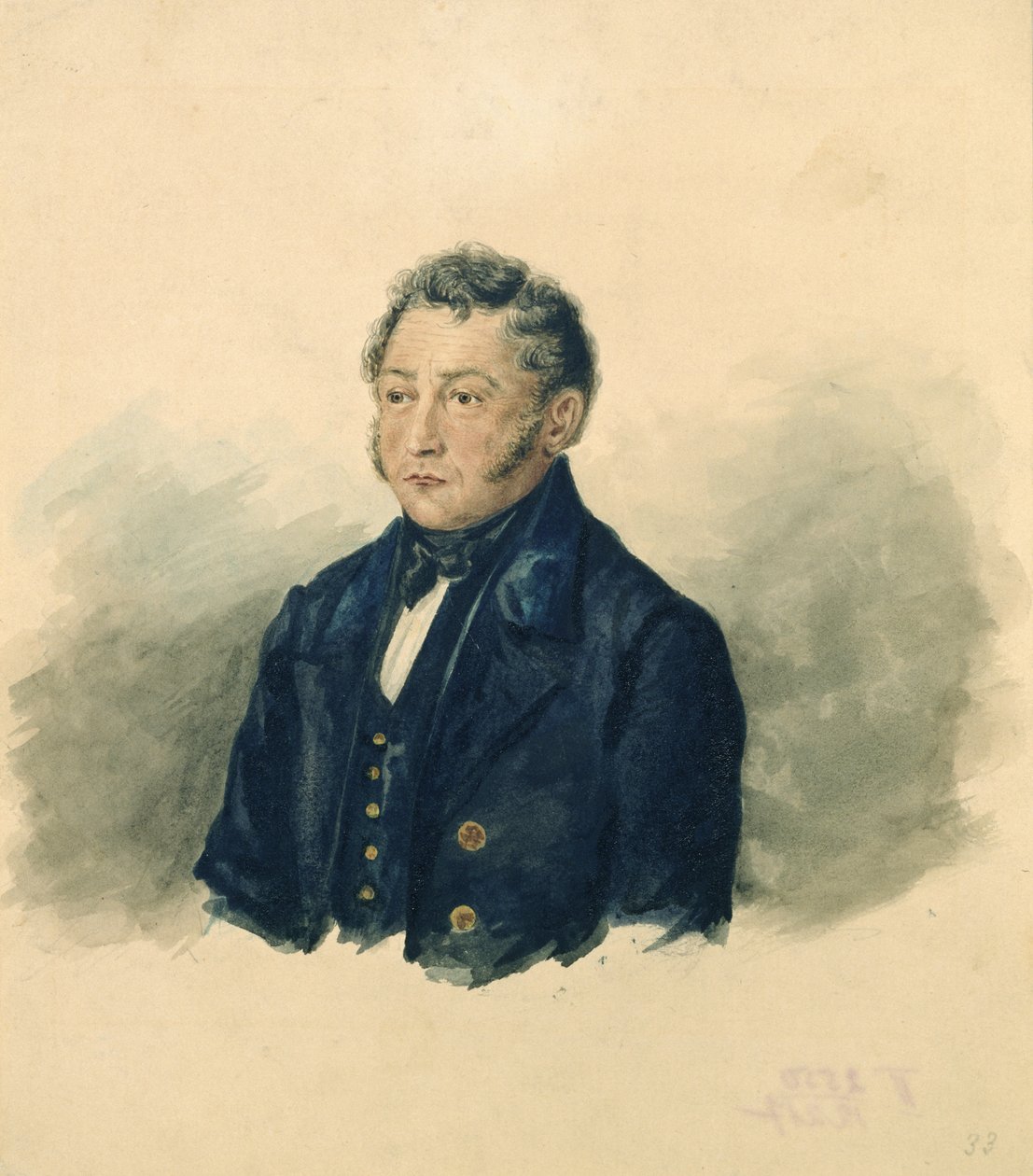 Portrait de Faddey Venediktovich Bulgarin, vers 1840 - Ivan Nikolayevich Terebenev