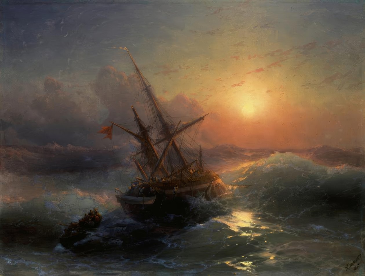 I.K.Aiwasowski, Le Naufrage / Peinture, 1888 - Ivan Konstantinovich Aivazovsky