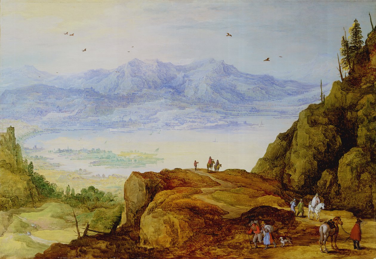 Paysage montagneux étendu avec un lac - J. and Momper, J. de Brueghel