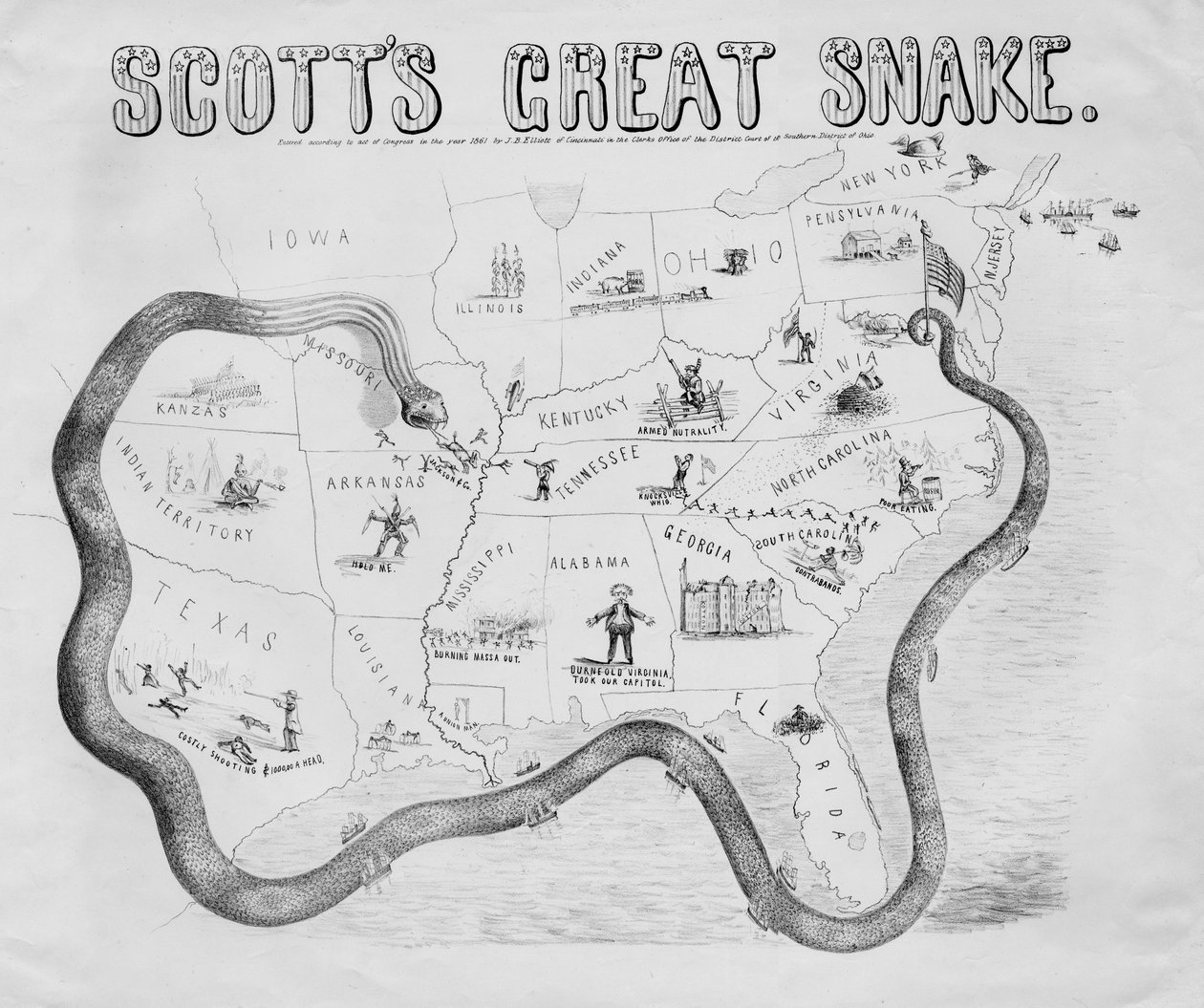 Le grand serpent de Scott, publié à Cincinnati, 1861 - J. B. Elliott