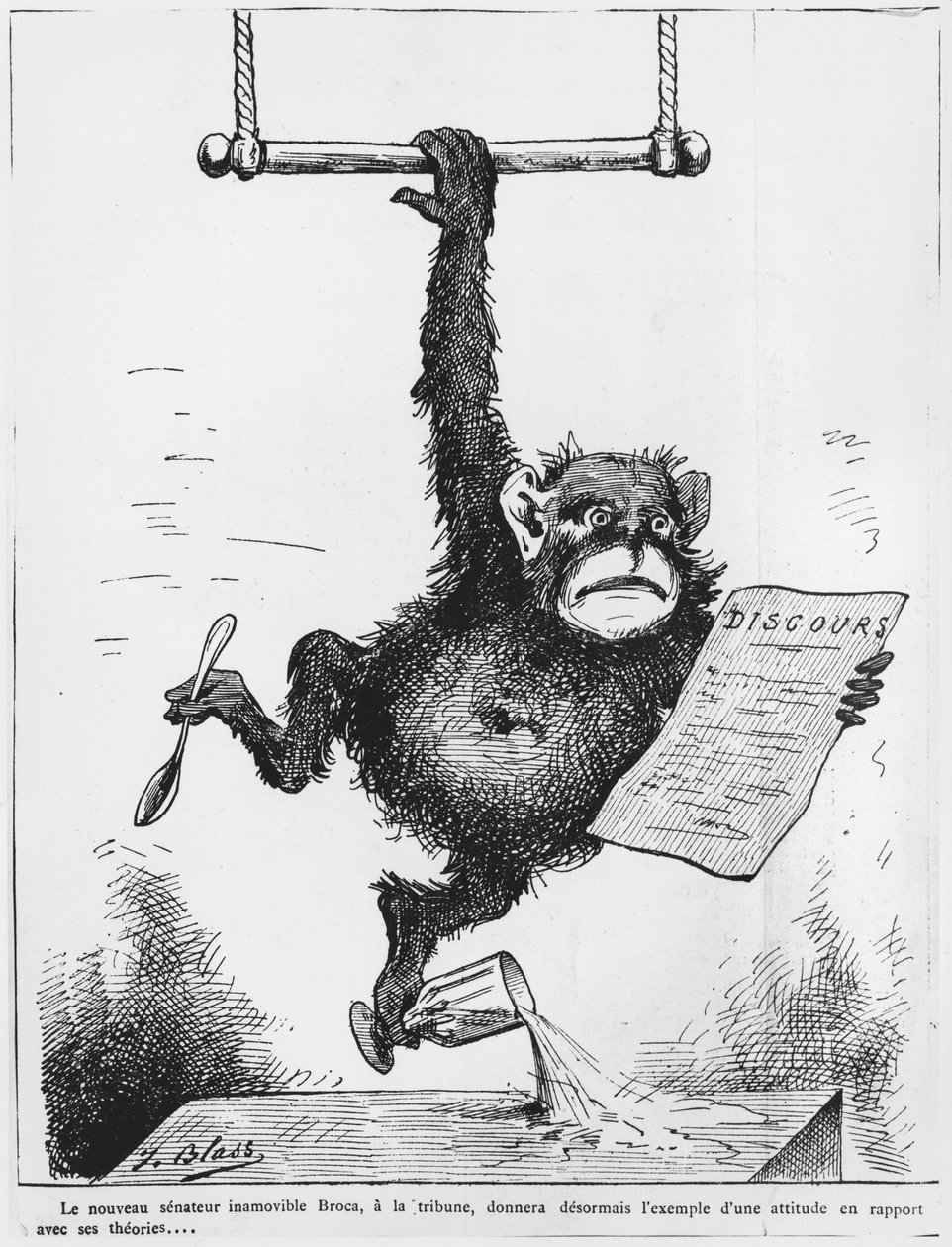 Caricature de Paul Broca, illustration de 