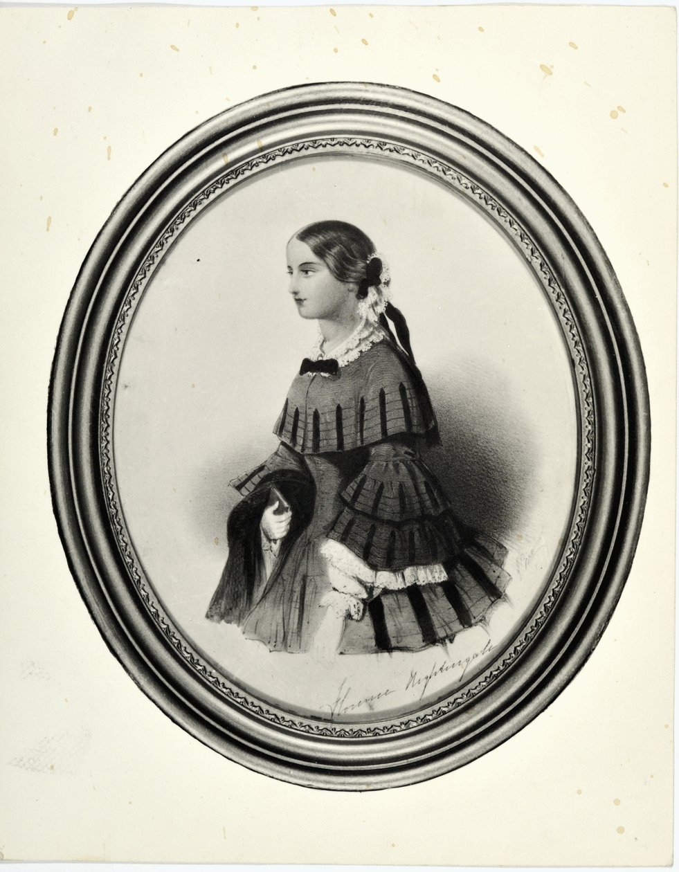 Portrait de Florence Nightingale, vers 1840 (miniature) (photo en noir et blanc) - J. Rawlins