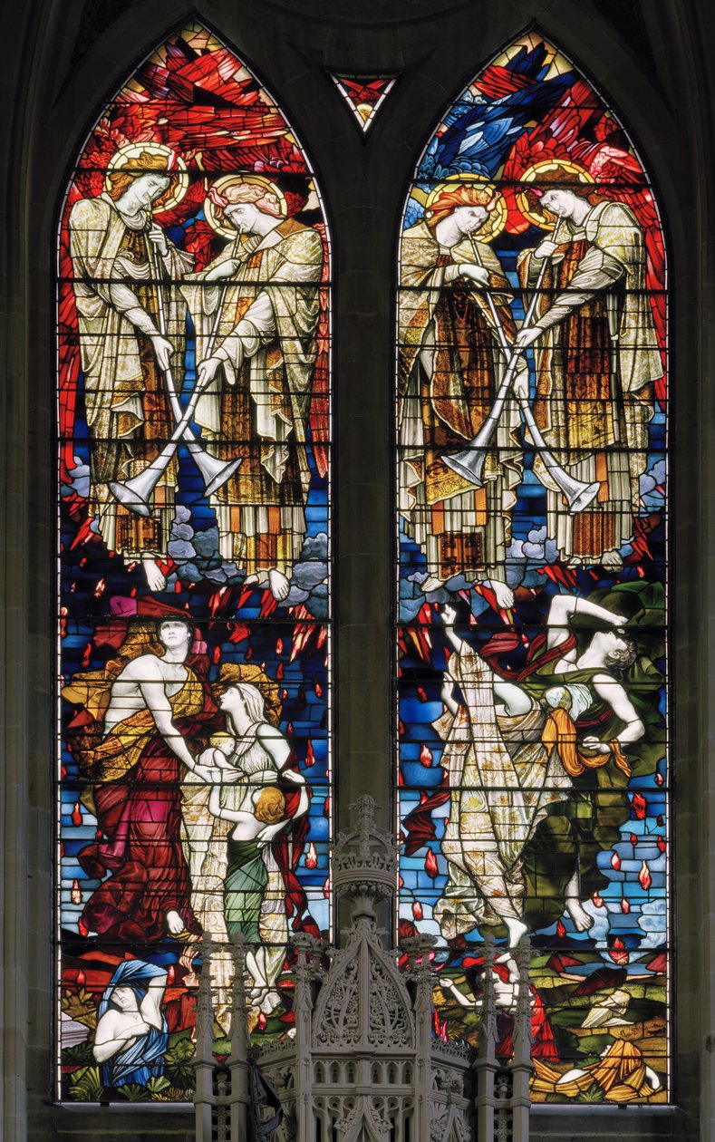 Jesmond, St George, Gateshead Stained Glass Co, J W Brown, TR Spence, Fenêtre Est, Le Jugement dernier - J. W. and Spence Brown