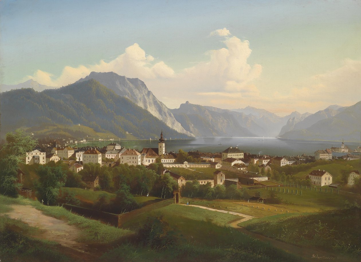 Vue sur Gmunden et le château d