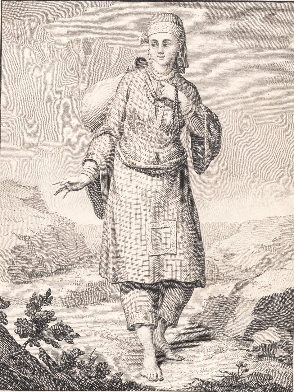 Une femme arabe puisant de l