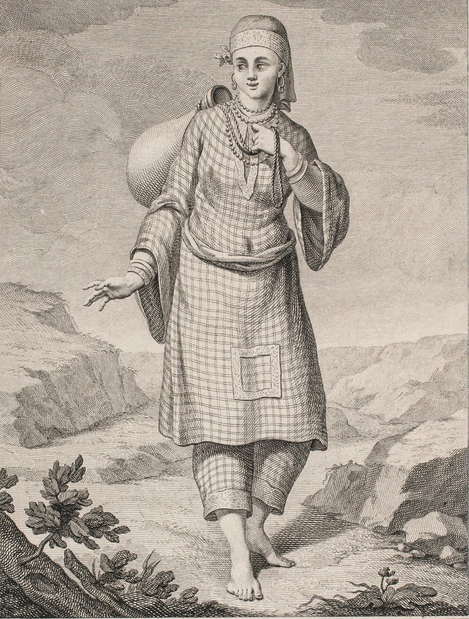 Une femme arabe puisant de l