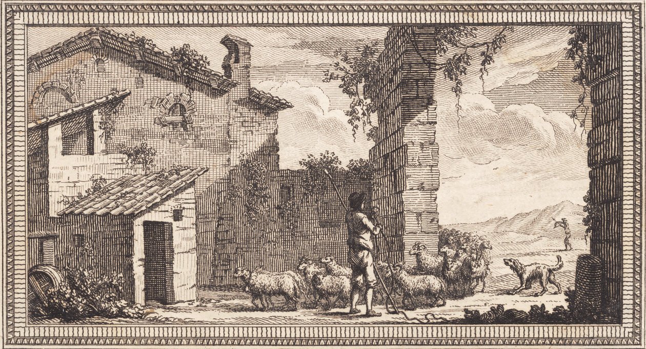 Un berger avec des moutons et des chèvres - J.F. Clemens
