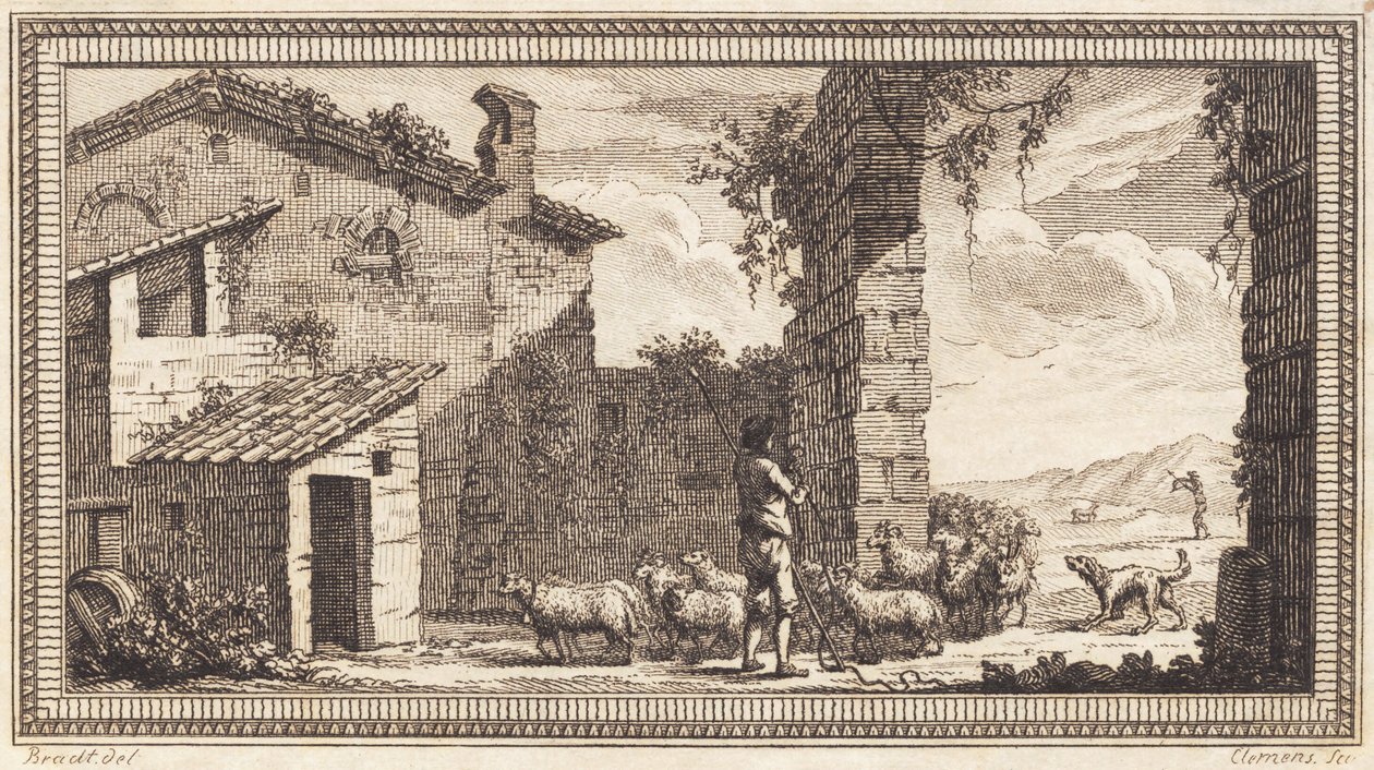Un berger avec des moutons et des chèvres - J.F. Clemens