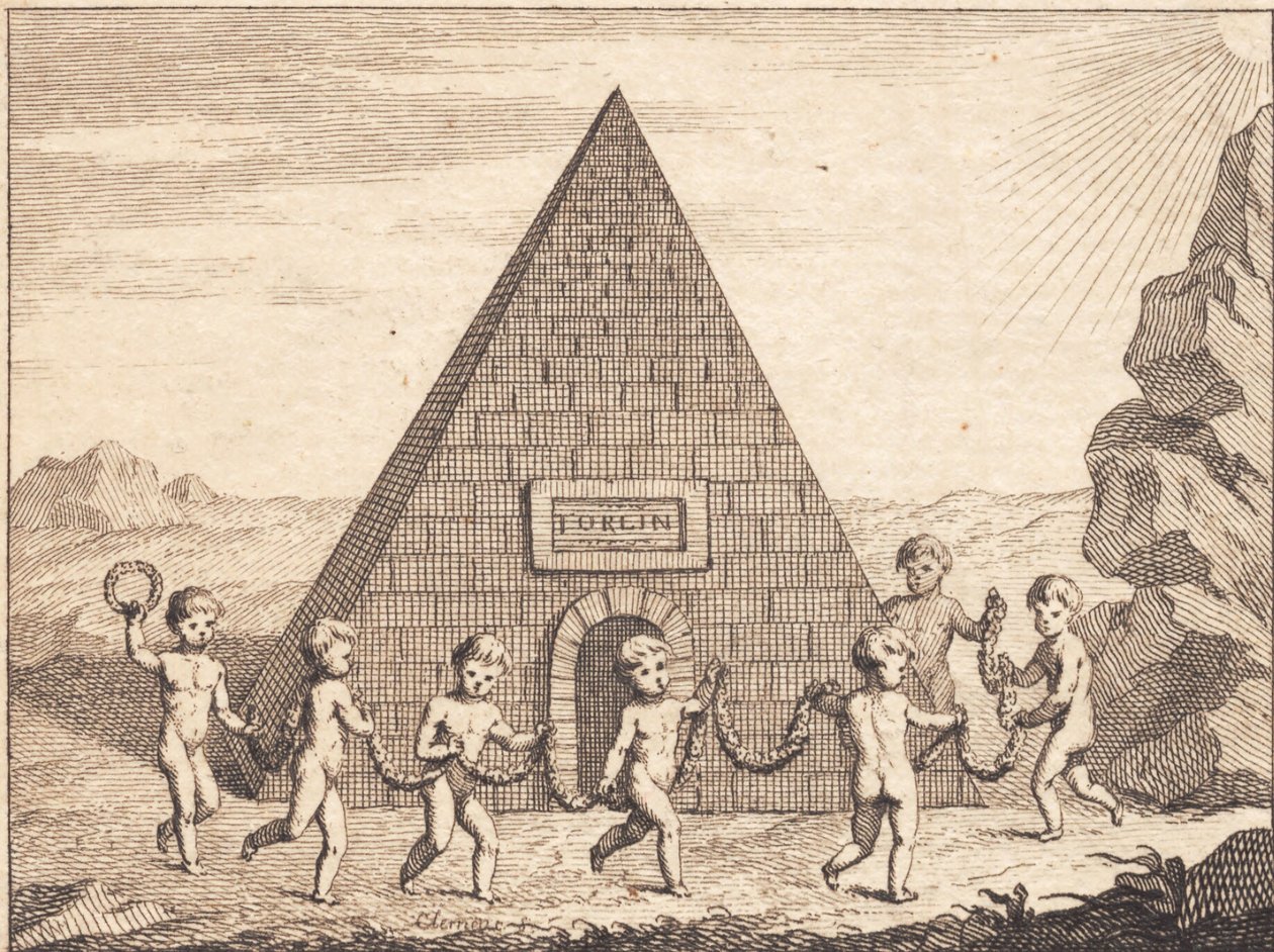 Sept enfants dansant devant une pyramide - J.F. Clemens