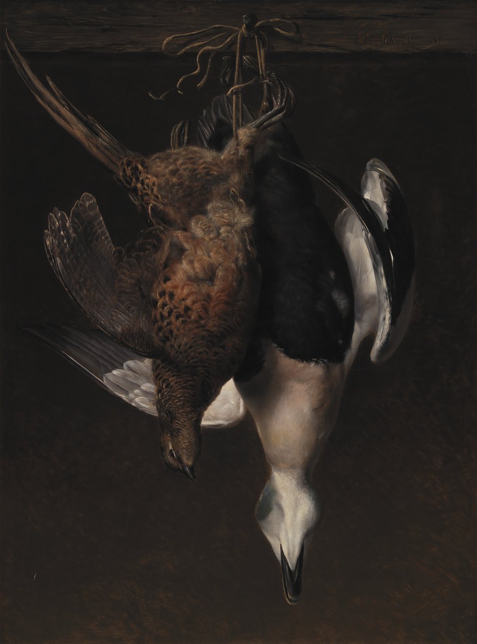 Gibier. Un faisan et un eider - J.L. Jensen