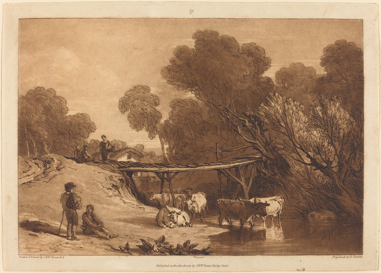 Pont et vaches, publié en 1807 - Joseph Mallord William Turner