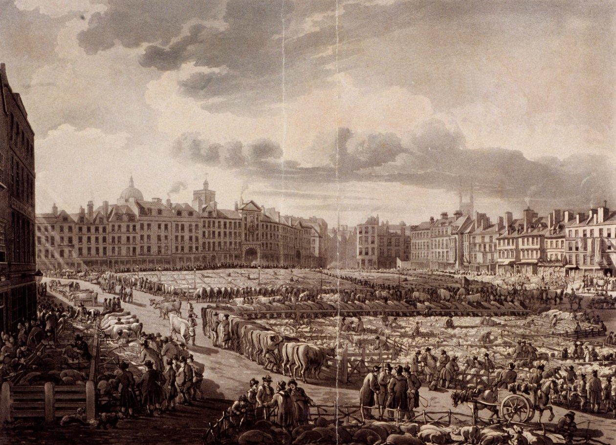 Marché de Smithfield, Londres, 1811 - J Bluck