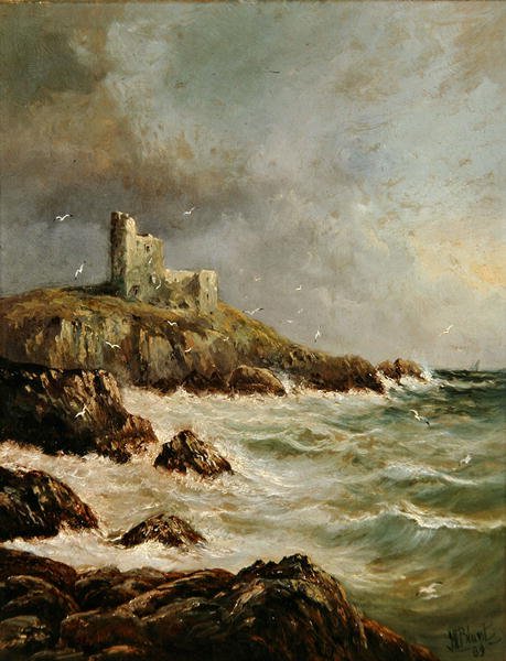 Château en ruine sur une rive rocheuse - J. H. Blunt
