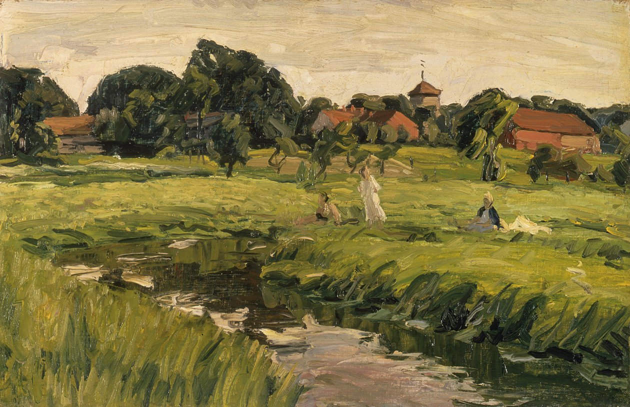 Enfants près du Ruisseau - J. Hansch
