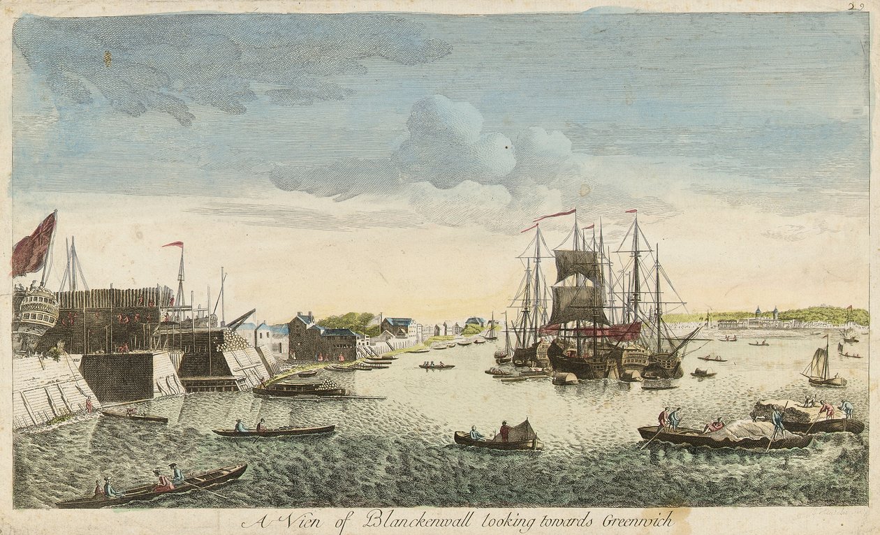 Vue de Blackwall vers Greenwich - J. Heudelot
