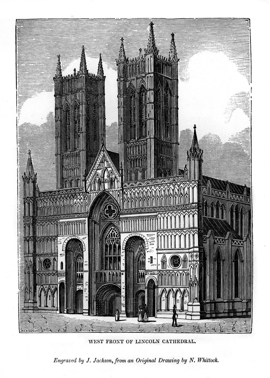 Façade ouest de la cathédrale de Lincoln, 1843 - J. Jackson