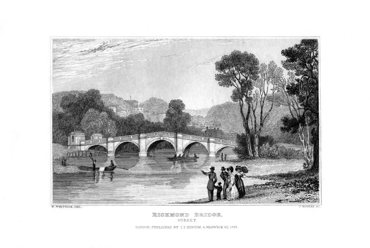 Pont de Richmond, Londres, 1829 - J. Rogers