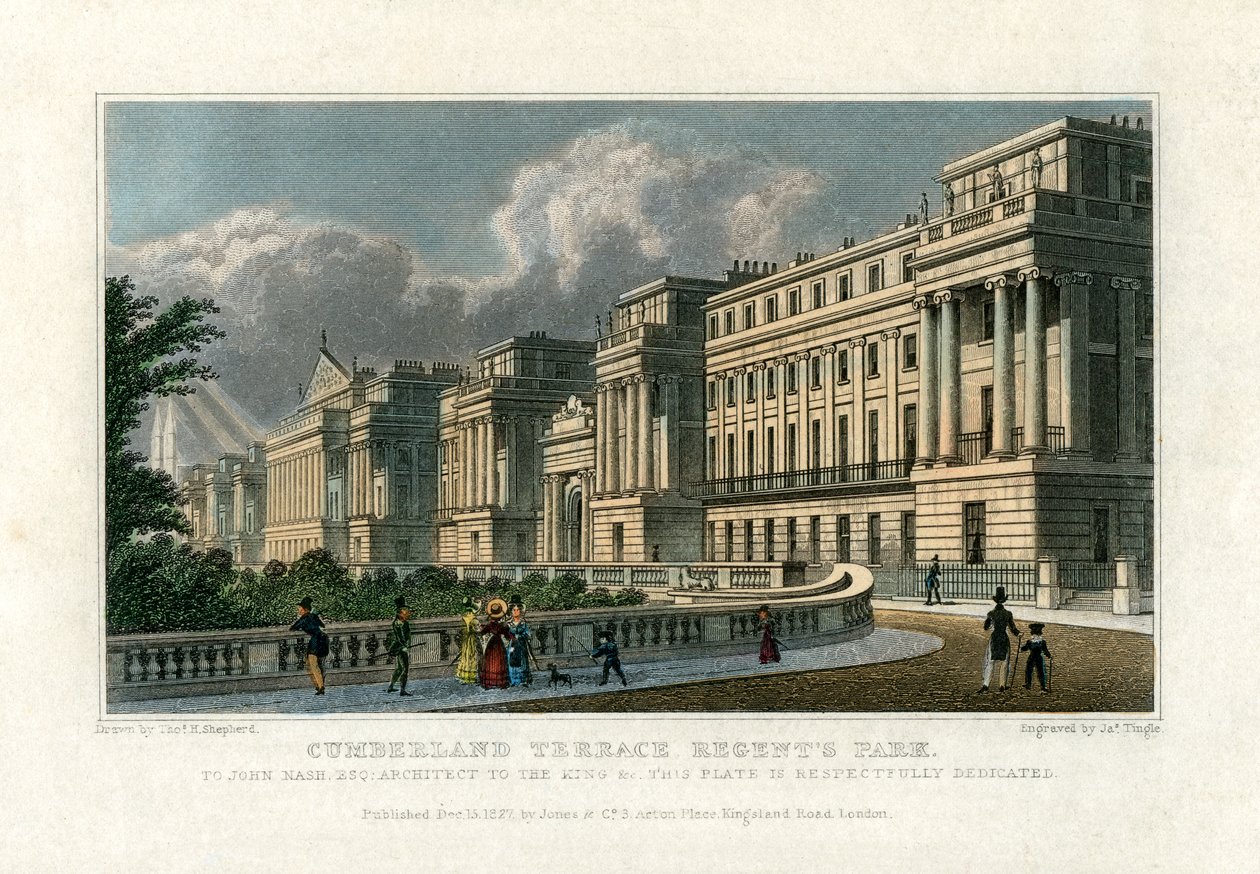 Cumberland Terrace, Regents Park, Londres, 1827 - J. Tingle