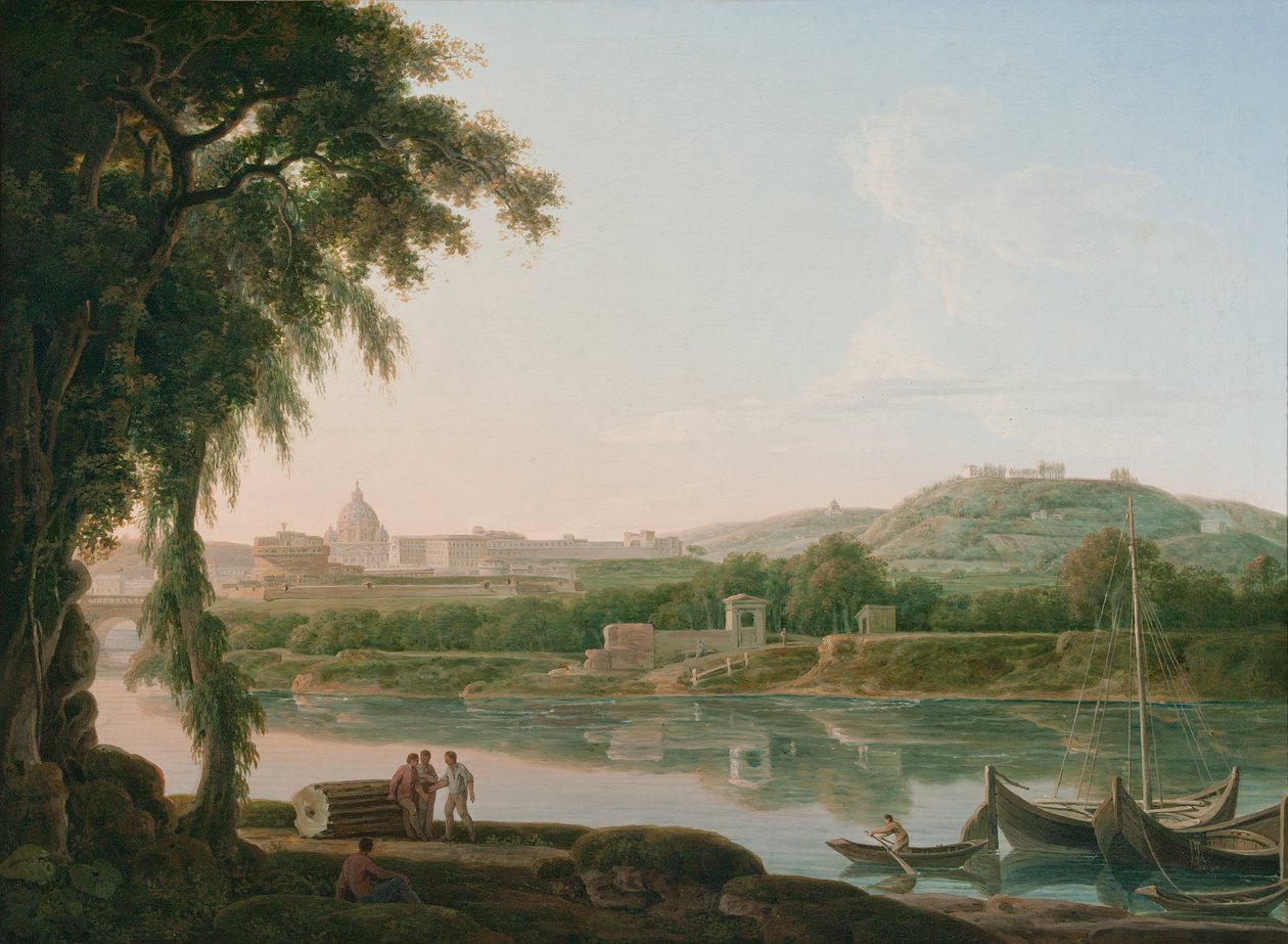 Vue lointaine de Rome à travers le Tibre - Jacob More