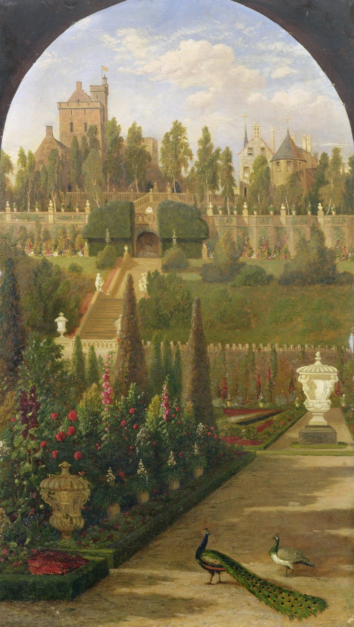 Château de Drummond, Perthshire, vu des jardins, 1847 - Jacob Thompson