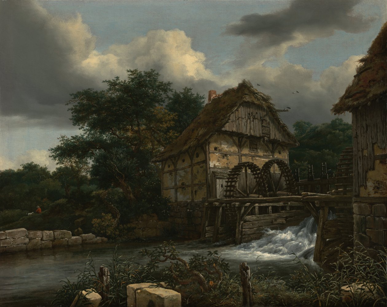 Deux moulins à eau et une écluse ouverte - Jacob van Ruisdael