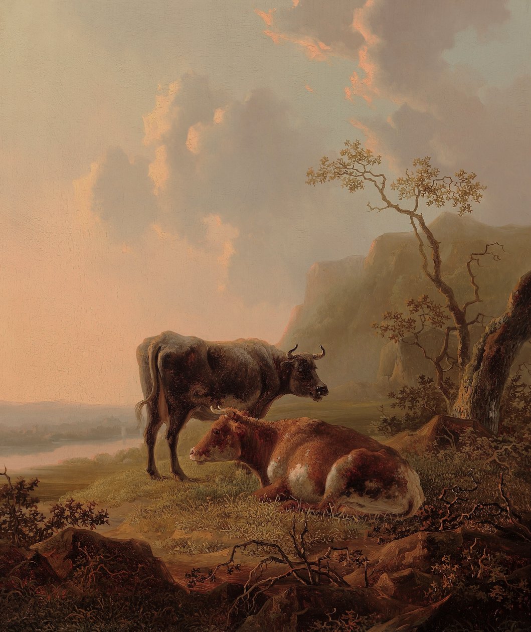 Bétail dans un paysage italianisant - Jacob van Strij