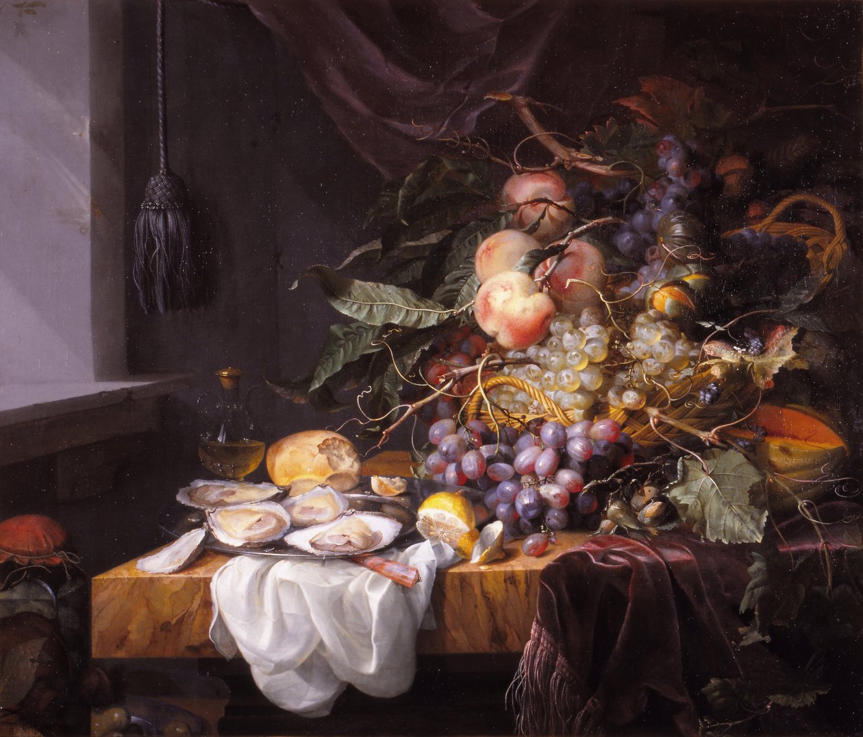 Nature morte avec fruits et huîtres - Jacob van Walscapelle