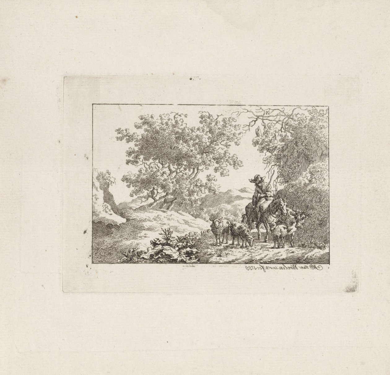 Berger à cheval avec troupeau - Jacob Elias van Varelen