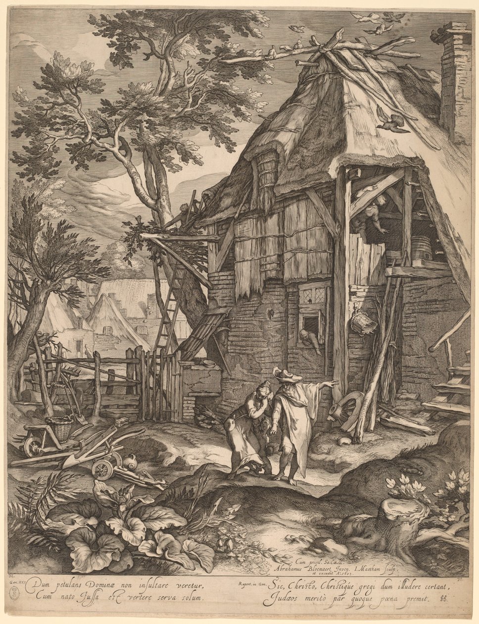 Abraham chassant Agar - Jacob Matham, after Abraham Bloemaert