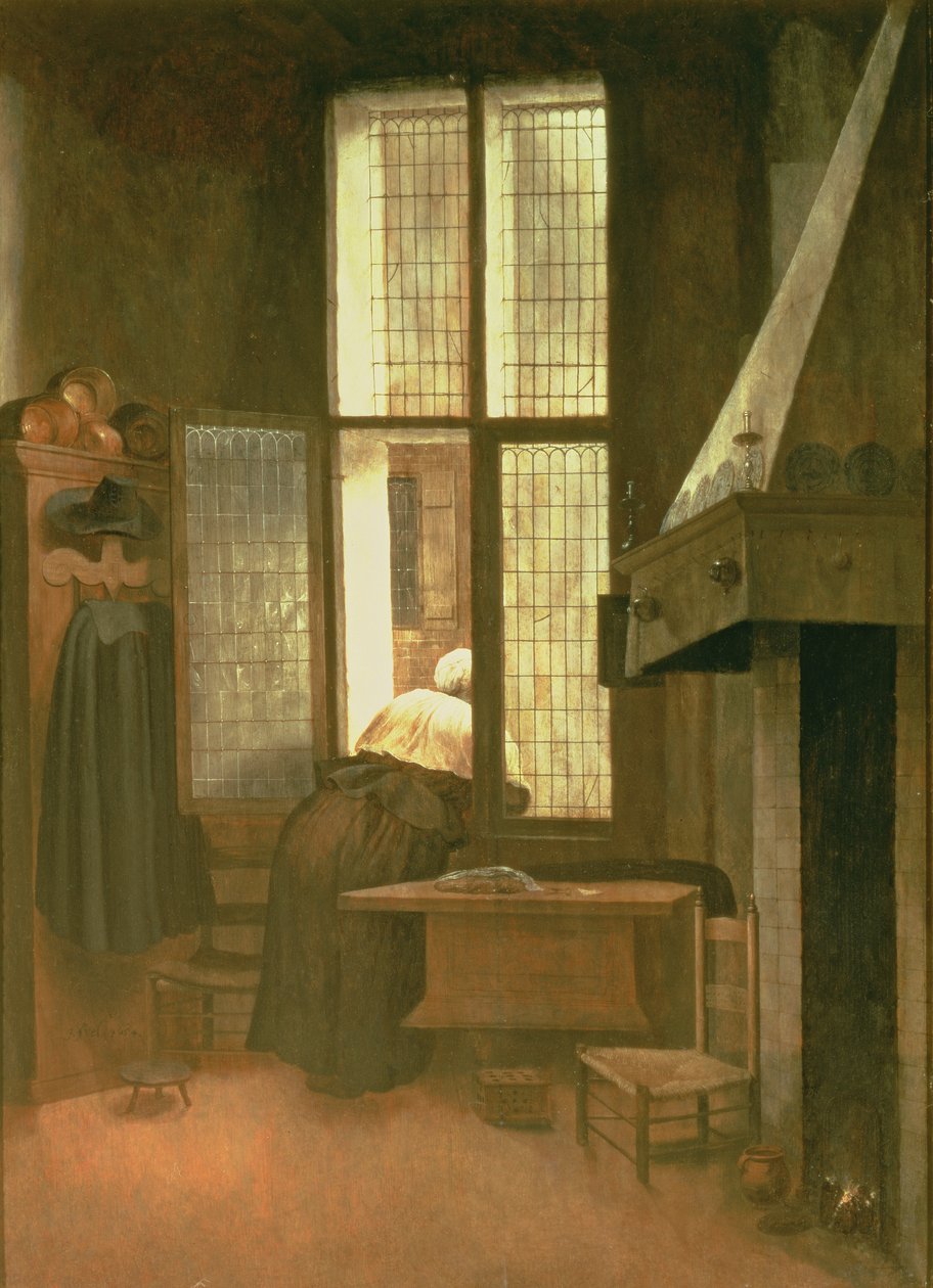 Femme à une fenêtre - Jacobus Vrel or Frel