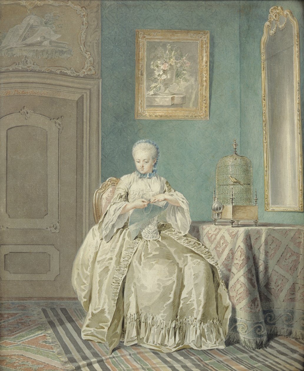 Jeune fille brodant - Jacobus Buys