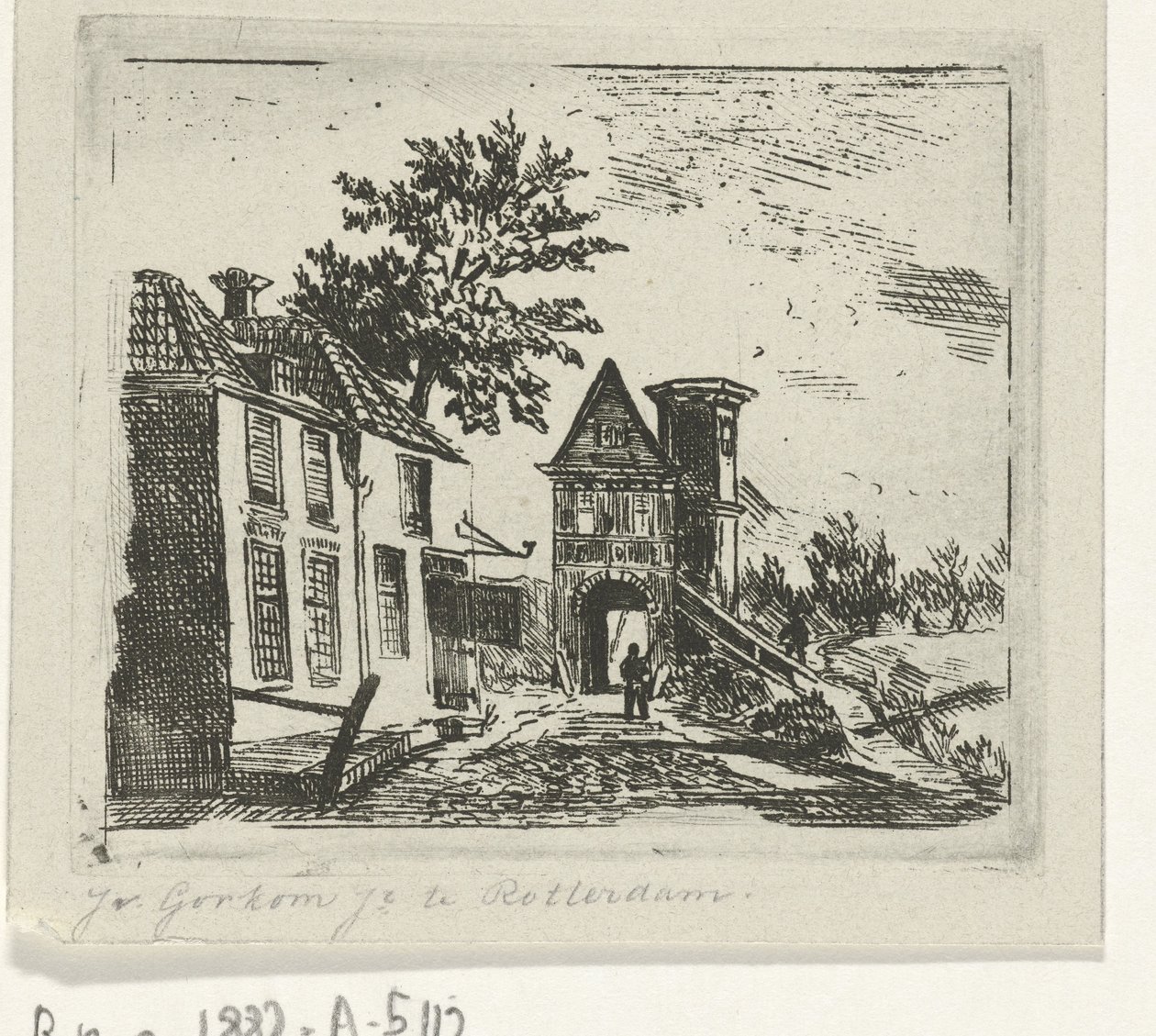 Vue de la ville avec porte - Jacobus van Gorkom jr.