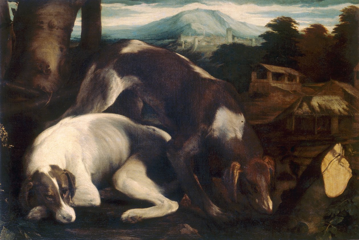 Deux chiens - Jacopo Bassano