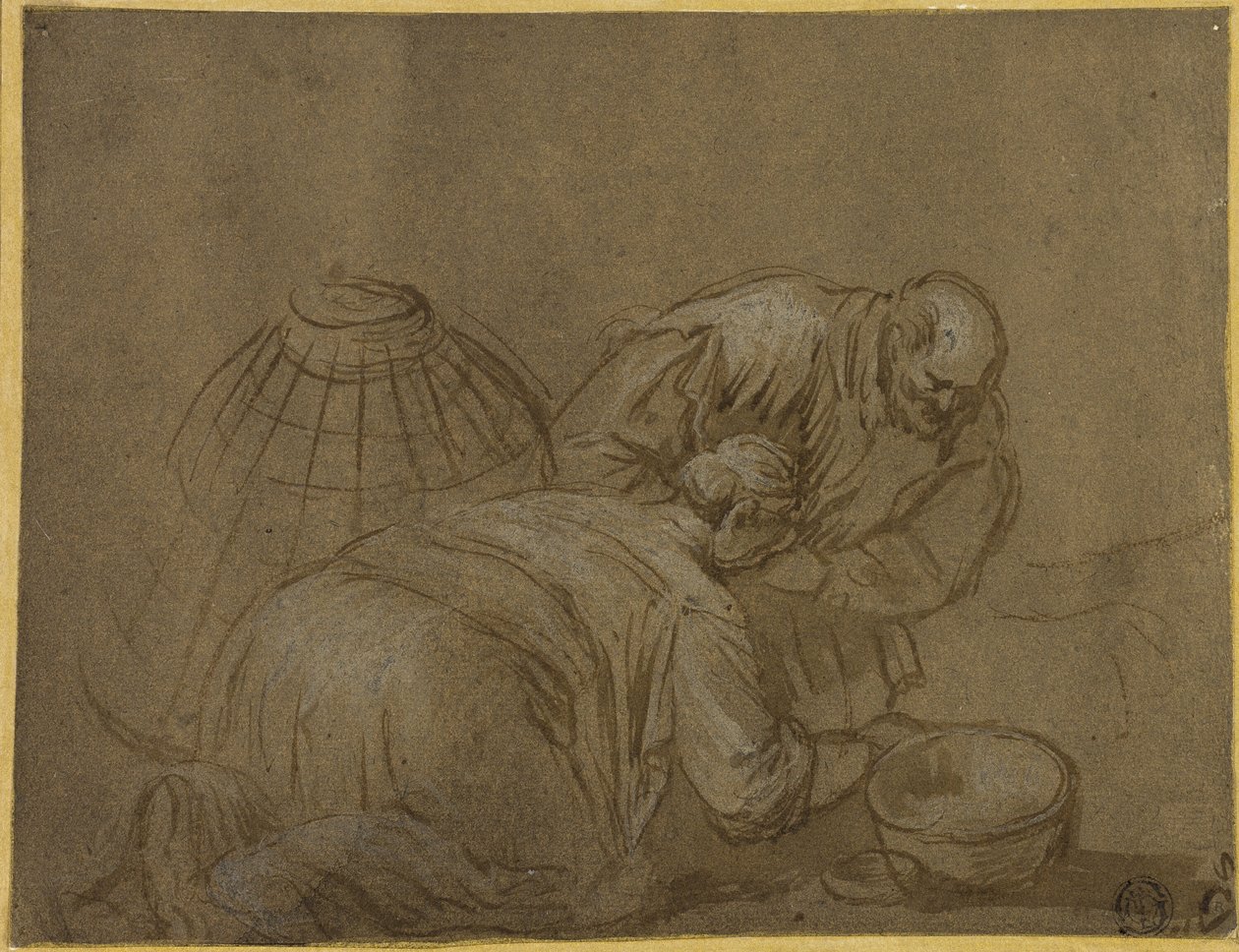 Couple de paysans regardant dans un panier - Jacopo Bassano