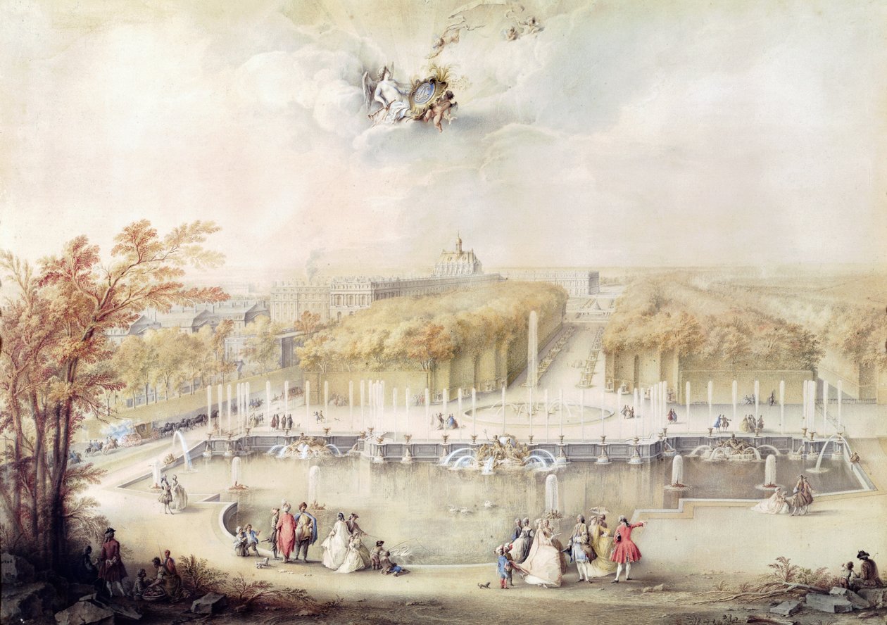 Vue des jardins et du château de Versailles depuis la fontaine de Neptune - Jacqes Andre Portail