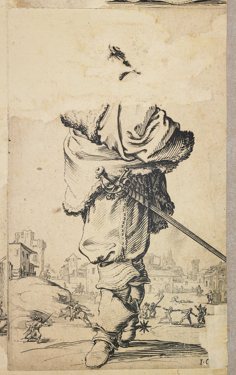 Noble avec plastron en fourrure, de La Noblesse de Lorraine (verso), vers 1620-23 - Jacques Callot