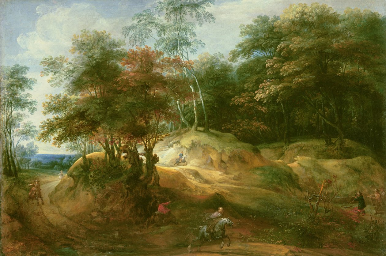 Paysage forestier avec embuscade - Jacques Fouquieres