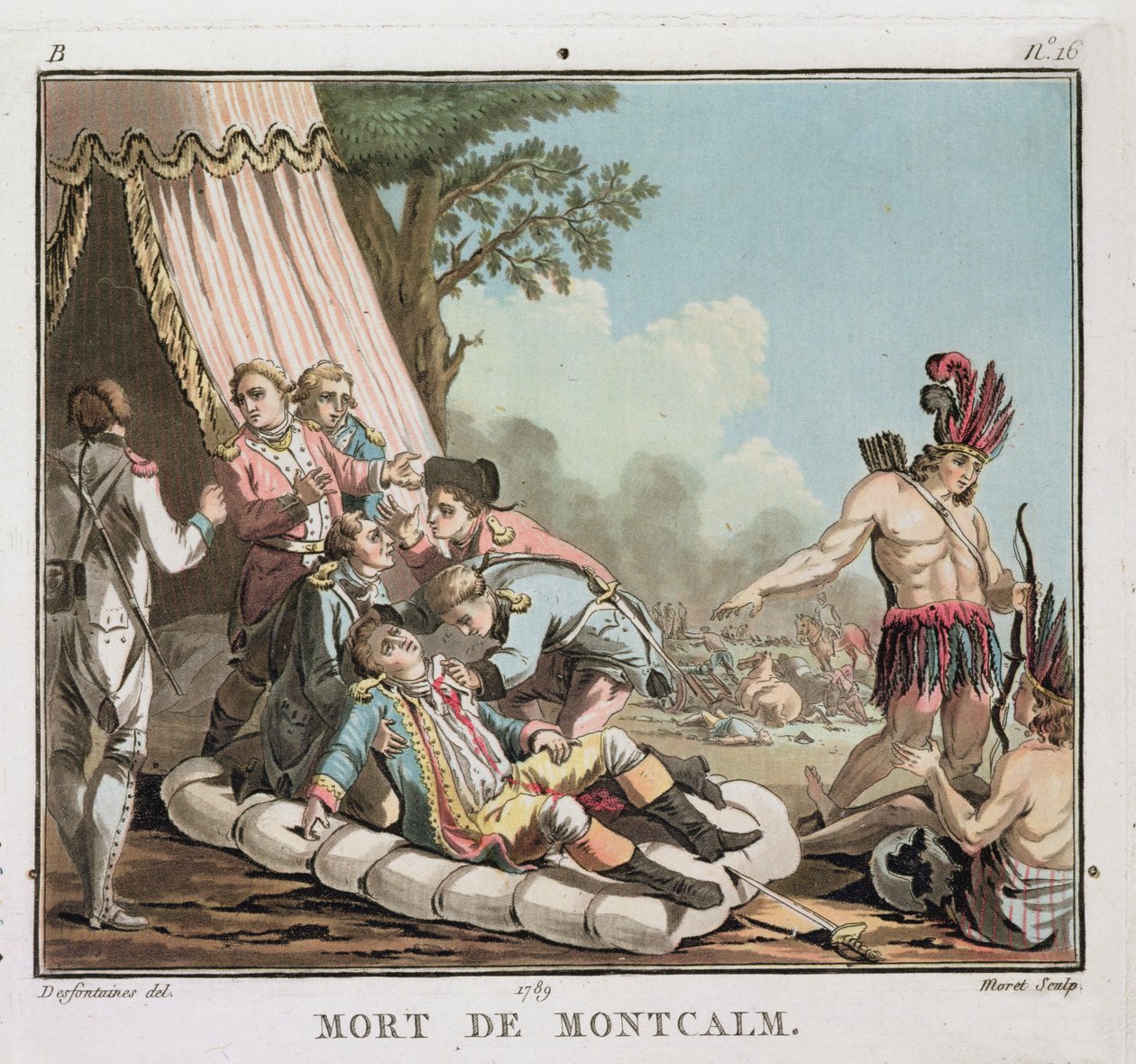 Mort de Louis Joseph de Montcalm au siège de Québec, 1759, gravé par Jean Baptiste Morret, 1789 - Jacques Francois Joseph Swebach