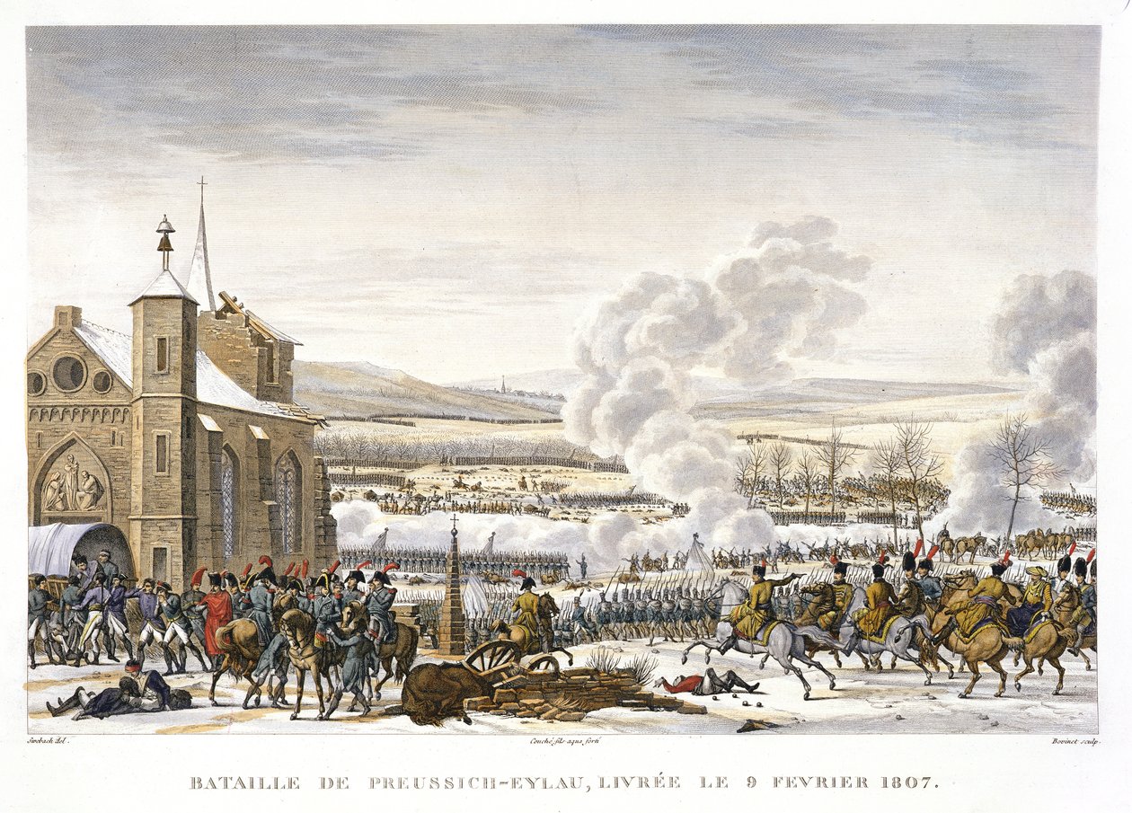 La bataille de Preussisch-Eylau, 9 février 1807, gravée par Edme Bovinet - Jacques Francois Joseph Swebach