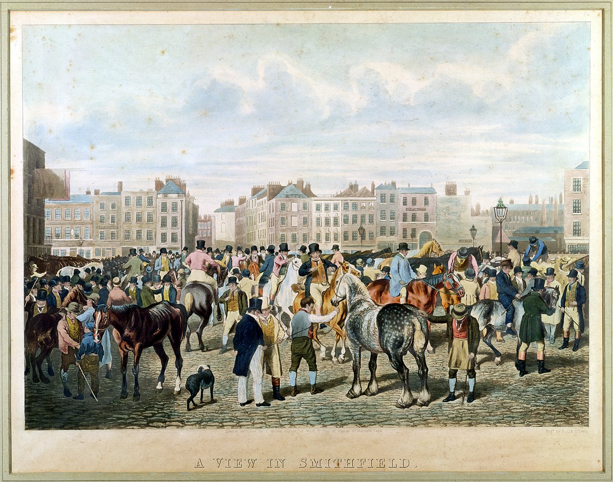 Vue de Smithfield gravée par F.C. et C. Lewis - Jacques Laurent Agasse